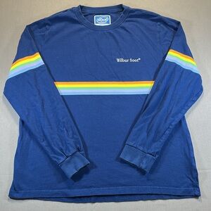 Wilbur Soot OS-1.2 Rainbow Detail Long Sleeve Cotton T-Shirt - Mens Large